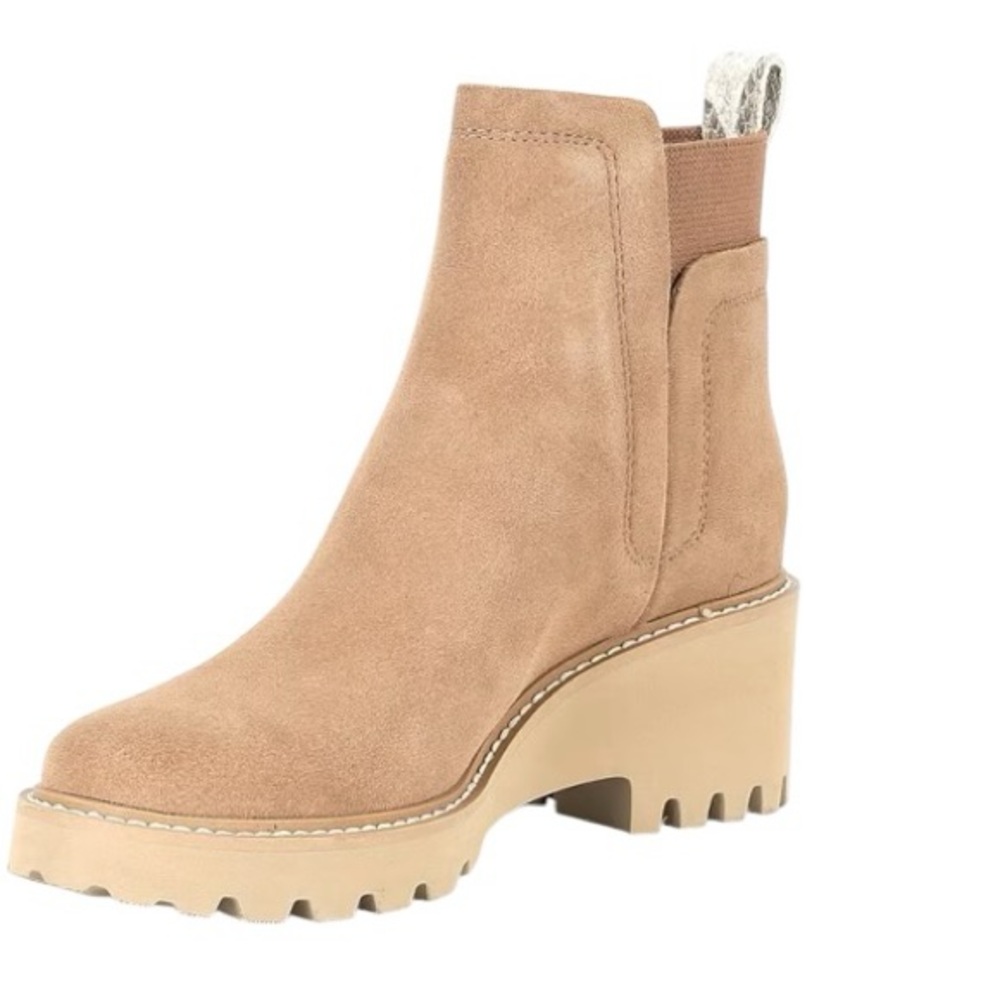 Dolce Vita Huey H2O Waterproof Suede Lug Sole Heel Booties NEW Size 8 Neutral